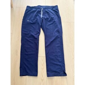 FIGS Technical Collection Navy Blue Scrub Pants XL Straight Leg Cargo Drawstring